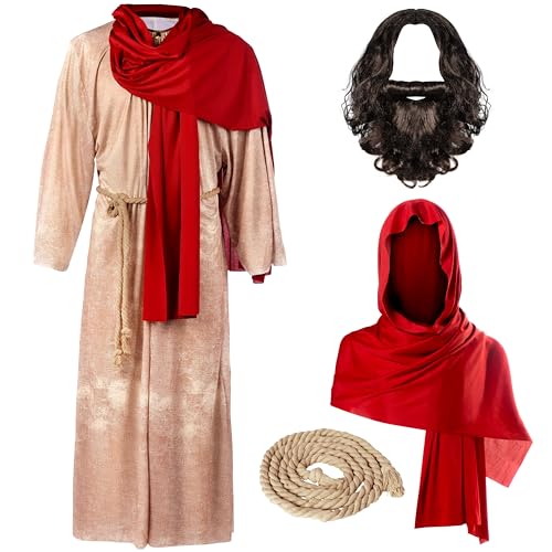 Spooktacular Creations Herren Jesus Christus Robe mit Perücke, Bart, Schal, Gürtel Set für Erwachsene Halloween Dress Up Party Cosplay-L Spooktacular Creations Herren Jesus Christus Robe mit Perücke, Bart, Schal, Gürtel Set für Erwachsene Halloween Dress Up Party Cosplay-L von Spooktacular Creations