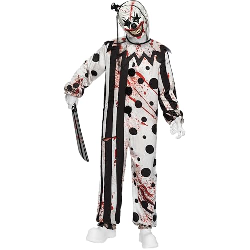 Spooktacular Creations Herren-Killer-Clown-Kostüm für Erwachsene, Scream-Kostüm für Herren, Set mit Overall und gruseliger Clown-Maske für gruselige Halloween-Kostüme, Rollenspiele, L von Spooktacular Creations