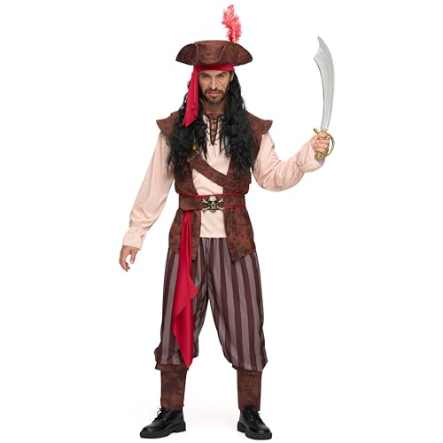 Spooktacular Creations Herren karibische Piratenkostüm für Erwachsene Sea Captain Räubstuse für Halloween Dress-up-Party, Cosplay-Party-XXL von Spooktacular Creations