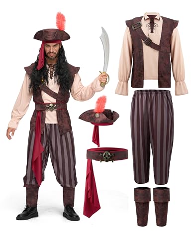 Spooktacular Creations Herren karibische Piratenkostüm für Erwachsene Sea Captain Räubstuse für Halloween Dress-up-Party, Cosplay-Party-XXL Spooktacular Creations Herren karibische Piratenkostüm für Erwachsene Sea Captain Räubstuse für Halloween Dress-up-Party, Cosplay-Party-XXL von Spooktacular Creations