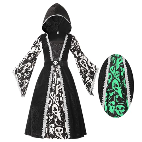 Spooktacular Creations Hexenkostüm für Mädchen, schwarzes dunkles Hexendruckkleid für Mädchen Halloween Dress-up und Rollenspiel-S Spooktacular Creations Hexenkostüm für Mädchen, schwarzes dunkles Hexendruckkleid für Mädchen Halloween Dress-up und Rollenspiel-S von Spooktacular Creations