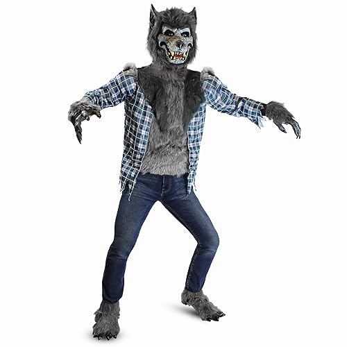 Spooktacular Creations Junge Deluxe Werwolf Kostüm mit Maske, Werwolf Klauen Handschuhe, Stiefelüberzüge, Wolfskostüm Kinder von Spooktacular Creations