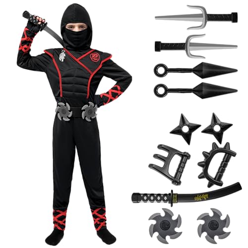 Spooktacular Creations Jungen Ninja Deluxe Kostüm für Kinder, Halloween Ninja Cosplay Kostüm für Jungen und Mädchen von Spooktacular Creations