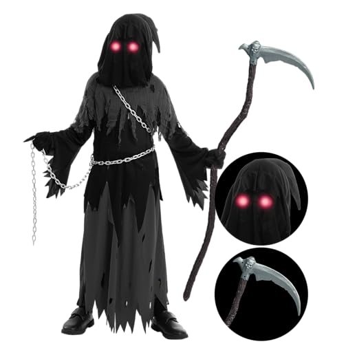 Spooktacular Creations Sensenmann Kostüm für Kinder Sensenmann Halloween Kostüm Jungen Grim Reaper Boy Costume Cosplay Outfit Halloween Party XXL 14-16 Jahre von Spooktacular Creations