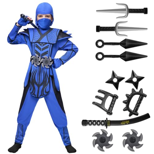 Spooktacular Creations Kinder Halloween Ninja Kostüm, Jungen Ninja Outfit für Kleinkind, Halloween Kostüm Dress Up Party, Themen Partys, blau Spooktacular Creations Kinder Halloween Ninja Kostüm, Jungen Ninja Outfit für Kleinkind, Halloween Kostüm Dress Up Party, Themen Partys, blau von Spooktacular Creations