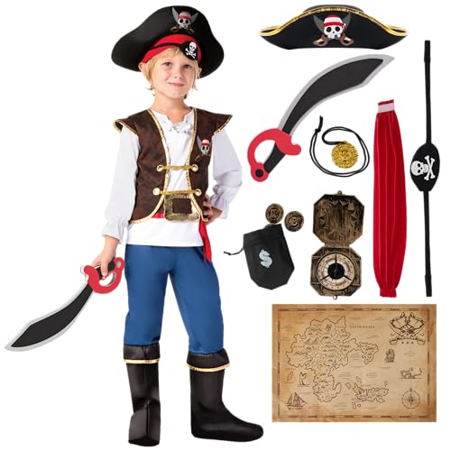 Spooktacular Creations Kinder Piraten Kostüm, Deluxe Jungen Piratenkostüm Set (3-10 Jahre) (Large) von Spooktacular Creations