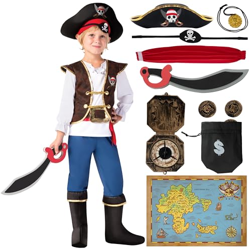 Spooktacular Creations Kinder Piraten Kostüm, Deluxe Jungen Piratenkostüm Set (3-10 Jahre) (Large) von Spooktacular Creations