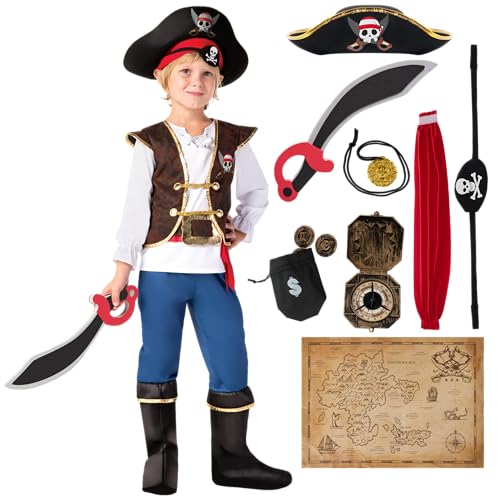 Spooktacular Creations Kinder Piraten Kostüm, Deluxe Jungen Piratenkostüm Set (3-10 Jahre) (Small) von Spooktacular Creations