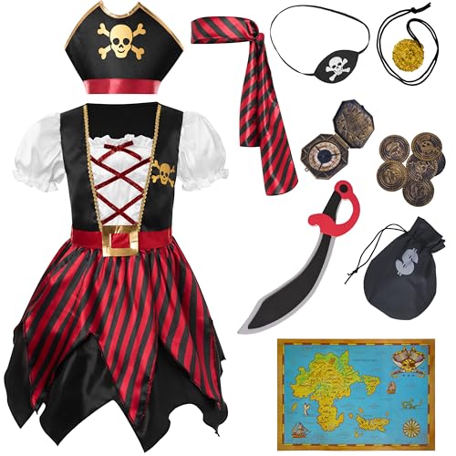 Spooktacular Creations Kinder Piratenkostüm, Buccaneer Princess Kleid für Mädchen Halloween Themenparty und Rollenspiele-S von Spooktacular Creations