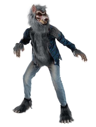 Spooktacular Creations Halloween-Kostüm für Kinder, Werwolf, graues Haar, Wolfskostüm mit Maske für Kinder, Jungen, Mädchen, Halloween-Verkleidung, Rollenspiele, Cosplay-Party, L (10–12 Jahre) von Spooktacular Creations