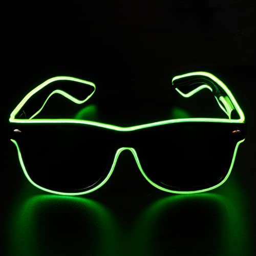 Spooktacular Creations Leuchtende Neon Brille, leuchtende LED-Sonnenbrille, (Grün) Halloween-Partyzubehör grüne beleuchtete Neonbrille mit 3 Modi, leuchtet im Dunkeln von Spooktacular Creations