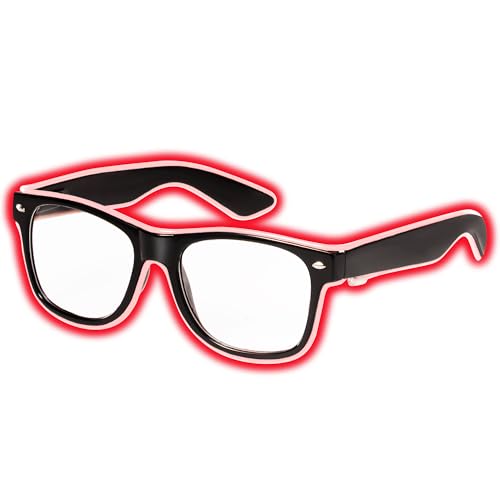 Spooktacular Creations Leuchtende Neon Brille, leuchtende LED-Sonnenbrille, (Rot) Halloween-Partyzubehör grüne beleuchtete Neonbrille mit 3 Modi, leuchtet im Dunkeln von Spooktacular Creations