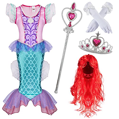 Spooktacular Creations Little Girl Mermaid Princess Costume Include Mermaid red Wig, Crown, Magic Wand and Gloves! (Medium (8-10 yrs)) von Spooktacular Creations