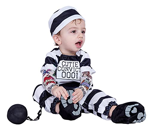 Spooktacular Creations Lovely Baby Prisoner Convict Costume Infant Deluxe Set for Halloween Jail Dress Up Party (6-12 Months) von Spooktacular Creations