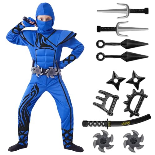 Spooktacular Creations Markantes blaues Ninja-Kostüm für Kinder, Stealth-Kostüm, Halloween, Kinder, Kung-Fu-Outfit (Toddler (3-4 yrs)) von Spooktacular Creations