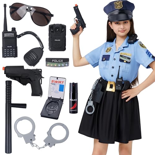 Spooktacular Creations Police Officer Kostüm für Mädchen, Cop Kostüm für Kinder Rollenspiel und Halloween Dress Up-3T von Spooktacular Creations