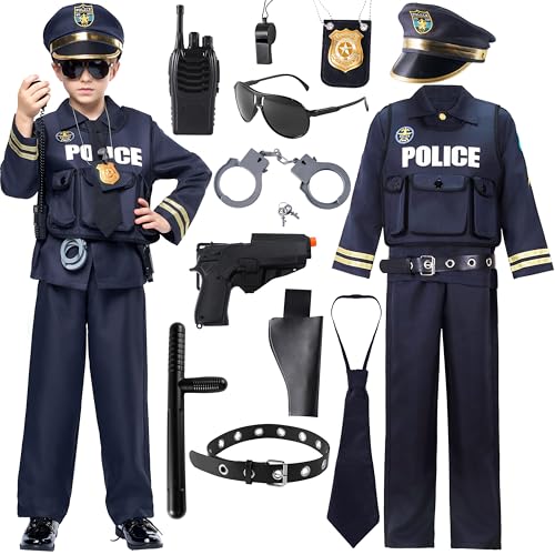 Spooktacular Creations Polizei Kostüm Kinder Jungen Mädchen im dunklen Premium-Stil Polizei Spielzeug für Kinder für Polizei Themen, Halloween, Karneval, Fasching Rollenspiel Kit (Größe, 5-7 yrs) von Spooktacular Creations