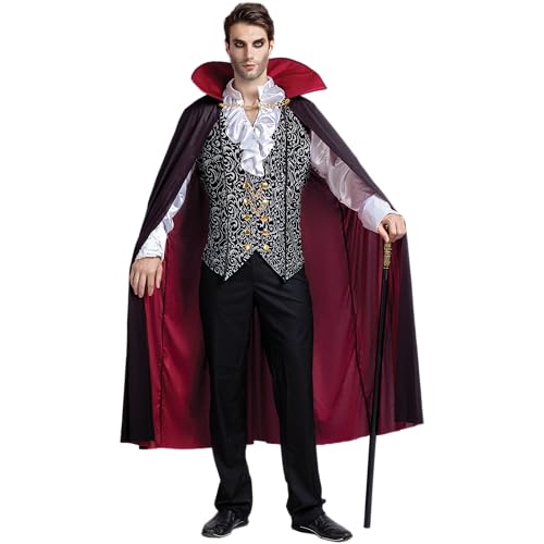 Spooktacular Creations Renaissance Mittelalterliche Vampir Deluxe Halloween Kostüm für Herren Rollenspiel Sins Cosplay (Silber, XXL) von Spooktacular Creations