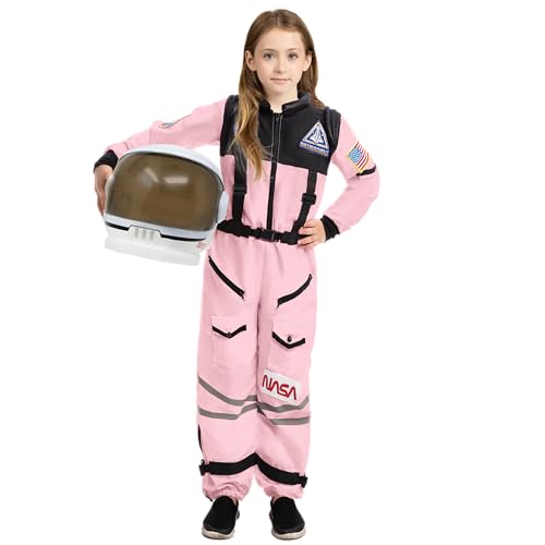 Spooktacular Creations Rosa Astronautenkostüm: Raumanzug mit beweglichem Astronautenhelm, perfekt für Kleinkinder, Mädchen, Halloween, Cosplay, Mottoparty Pink Medium (8-10 Jahre) von Spooktacular Creations