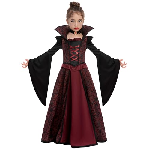 Spooktacular Creations Royal Vampire Costume Set for Girls Halloween Dress Up Party, Role-Playing, Carnival Cosplay, Vampire-Themed Party (L (10-12 Jahre)) von Spooktacular Creations
