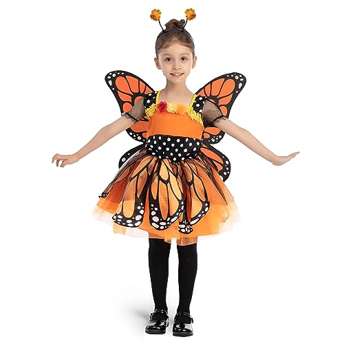 Spooktacular Creations Schmetterling Kostüm Kinder, elfen kostüm für mädchen, Halloween-Dress Up, Halloween Süßes oder Saures, Rollenspiel, Karnevals-Cosplay, feen kostüm mädchen, Small (5-7 Jahre) von Spooktacular Creations