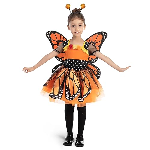 Spooktacular Creations Schmetterling Kostüm Kinder, elfen kostüm für mädchen, Halloween-Dress Up, Halloween Süßes oder Saures, Rollenspiel, Karnevals-Cosplay, feen kostüm mädchen, XS (3-4 Jahre) von Spooktacular Creations