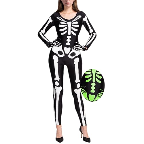 Spooktacular Creations Skeleton Bodysuit Halloween with Glow Patterns and Skeleton Gloves for Women (Small (5 – 7 yrs)) von Spooktacular Creations