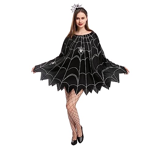 Spooktacular Creations Spinnennetz-Kleid-Poncho-Kostüme mit Spinnenstirnband für Halloween-Ankleideparty-Cosplay (Standard) von Spooktacular Creations