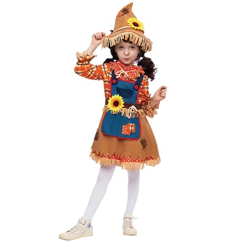 Spooktacular Creations Sunflower Sweet Scarecrow Kostüm für Mädchen Kinder Farmer (Small (5 – 7 yrs)) von Spooktacular Creations