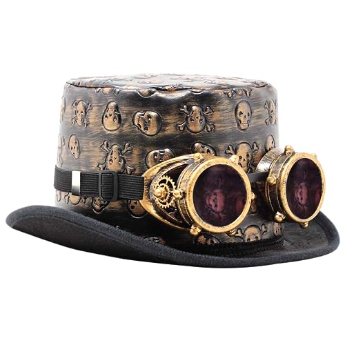 Spooktacular Creations Viktorianischer Steampunk-Zylinder mit klassischer Schutzbrille Vintage-Zubehörset für Erwachsene Halloween Dress Up braun von Spooktacular Creations