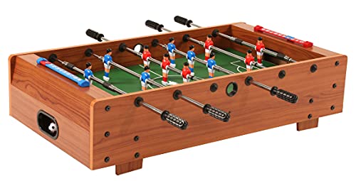 Bandito Mini-Fußballtisch, Kickertisch für Kinder, Kleiner mobiler Fußballkicker, Kindersichere Teleskopstangen, Tischfußball, Spielauflage für Tisch oder Boden, 91x51x23cm, braun, inkl Bälle von Bandito