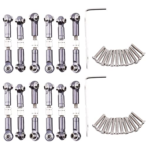 Spourita 12 Stücke Einstellbare Metall GestäNge Zug Stange Vorne/Hinten Servo Link für A949 A959 A969 A979 K929 RC Auto Upgrade, von Spourita