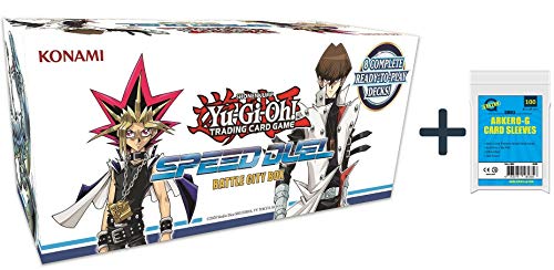 YuGiOh! Speed Duel Box Set | DEUTSCH | Yu-Gi-Oh! Karten NEU | + Arkero-G 100 Small Soft Sleeves japanische Kartenhüllen von Spre kayou