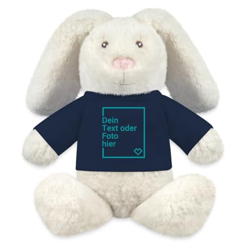 Spreadshirt Kuscheltier Hase Selbst Gestalten Mit Foto Und Text | Plüschtier Personalisiert Kuscheltier Hase, One Size, French Navy von Spreadshirt