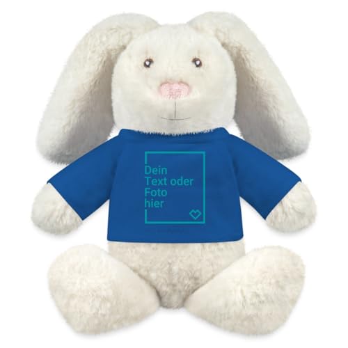 Spreadshirt Kuscheltier Hase Selbst Gestalten Mit Foto Und Text | Plüschtier Personalisiert Kuscheltier Hase, One Size, Königsblau von Spreadshirt