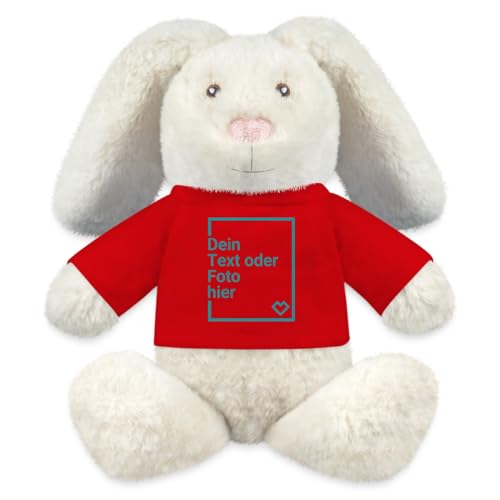 Spreadshirt Kuscheltier Hase Selbst Gestalten Mit Foto Und Text | Plüschtier Personalisiert Kuscheltier Hase, One Size, Rot von Spreadshirt