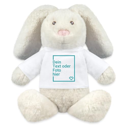 Spreadshirt Kuscheltier Hase Selbst Gestalten Mit Foto Und Text | Plüschtier Personalisiert Kuscheltier Hase, One Size, Weiß von Spreadshirt