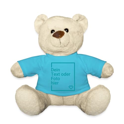 Spreadshirt Personalisierbarer Teddy Kuscheltier Selbst Gestalten mit Text und Foto Teddy, One Size, Atollblau von Spreadshirt