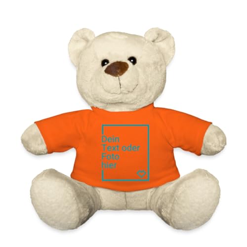 Spreadshirt Personalisierbarer Teddy Kuscheltier Selbst Gestalten mit Text und Foto Teddy, One Size, Goldorange von Spreadshirt