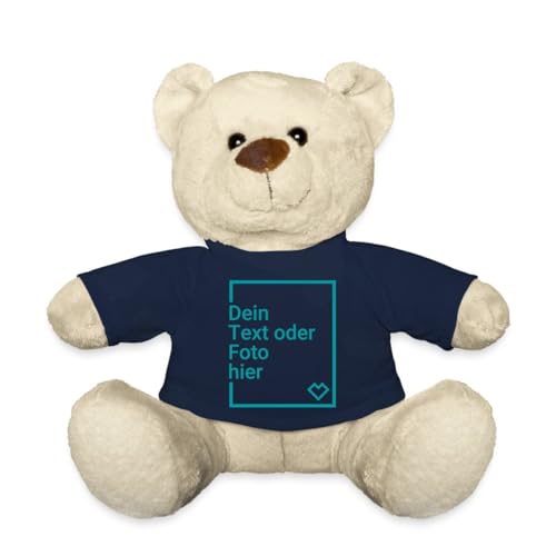 Spreadshirt Personalisierbarer Teddy Kuscheltier Selbst Gestalten mit Text und Foto Teddy, One Size, Navy von Spreadshirt