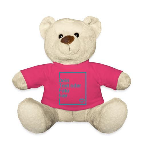 Spreadshirt Personalisierbarer Teddy Kuscheltier Selbst Gestalten mit Text und Foto Teddy, One Size, Pink von Spreadshirt