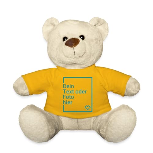 Spreadshirt Personalisierbarer Teddy Kuscheltier Selbst Gestalten mit Text und Foto Teddy, One Size, Sonnengelb von Spreadshirt