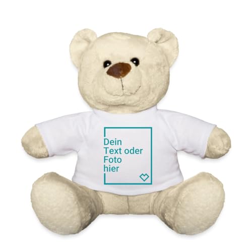 Spreadshirt Personalisierbarer Teddy Kuscheltier Selbst Gestalten mit Text und Foto Teddy, One Size, Weiß von Spreadshirt