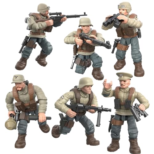 6 Stück Actionfiguren Soldaten,Mini-Actionfiguren Aus Dem Zweiten Weltkrieg,Mini Soldaten Actionfiguren,Deutsche Armee Spielset Für Kinder,Mit Mehreren Militärischen Waffen, Zubehör von Sprießen