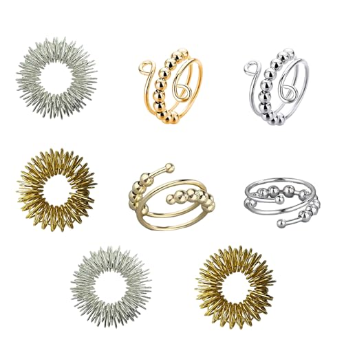 Ring Anti Stress Ring,Anti Stress Ring Gold Silber,8 StüCk Angst Fidget Ringe Aus Gold Und Silber,Verstellbare Anxiety Ring,FüR Stress Relief Oder Massage,Verstellbare Spinnerringe Ring Anti Stress Ring,Anti Stress Ring Gold Silber,8 StüCk Angst Fidget Ringe Aus Gold Und Silber,Verstellbare Anxiety Ring,FüR Stress Relief Oder Massage,Verstellbare Spinnerringe von Sprießen