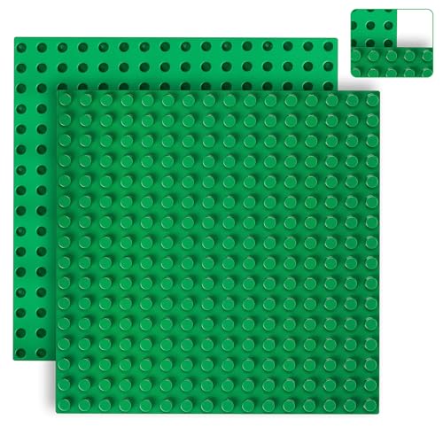 Sprießen 2 Große Bauplatte Kompatibel Mit Lego Duplo Platten, Platten-Set Kompatibel Mit Legoplatten, 25x25cm Grundplatte Kompatibel Mit Lego Duplo Bauplatten, Mit 16 x 16 Noppen, Classic Grundplatte von Sprießen