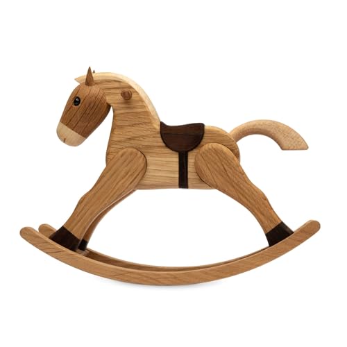 Spring Copenhagen The Rocking Horse - Charmantes kleines Schaukelpferd | Holzfigur | 7 x 19 x 14 cm | Kinderzimmer-Dekoration | Holz (FSC-Eiche) | Designer Kollektion | Design von Chresten Sommer von Spring Copenhagen