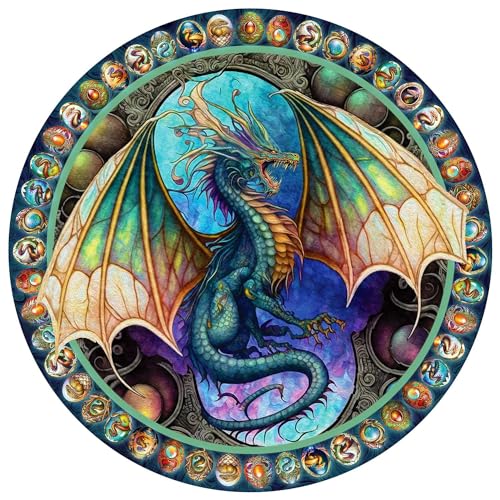 Springbok 's Dragon Heart 500 Teile Rund Puzzle für Erwachsene - Einzigartige Cust-Teile mit spektakulärem Drachenbild - Made in USA von Springbok