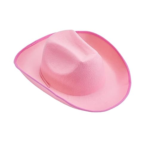 Springcmy Cowboyhut für Damen, Filz, flauschiger Federbesatz, Cowgirl-Hut, breite Krempe, Kostümparty, Halloween, Cowgirl-Hut, Kostüme, Verkleidungshut (B-Pink 3, Einheitsgröße) von Springcmy