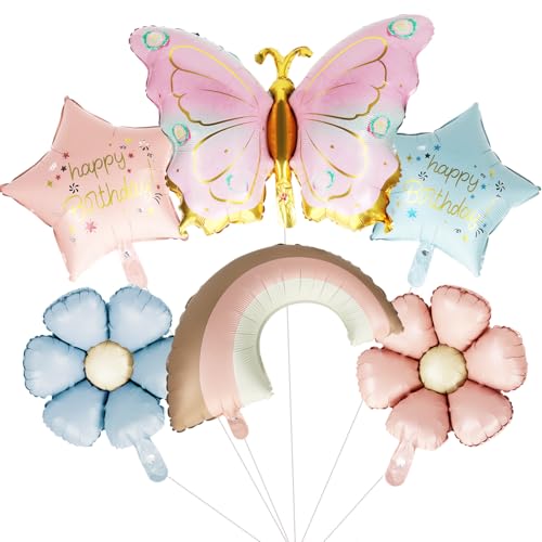 6 Stück Schmetterling Folienballon, XXL Regenbogen Gänseblümchen Themenballon, süße Blumen Helium Ballon, Bunt Schmetterlinge Stern Luftballons für Mädchen Kinder Geburtstag Jubiläum Motto Party 6 Stück Schmetterling Folienballon, XXL Regenbogen Gänseblümchen Themenballon, süße Blumen Helium Ballon, Bunt Schmetterlinge Stern Luftballons für Mädchen Kinder Geburtstag Jubiläum Motto Party von Sprinlot